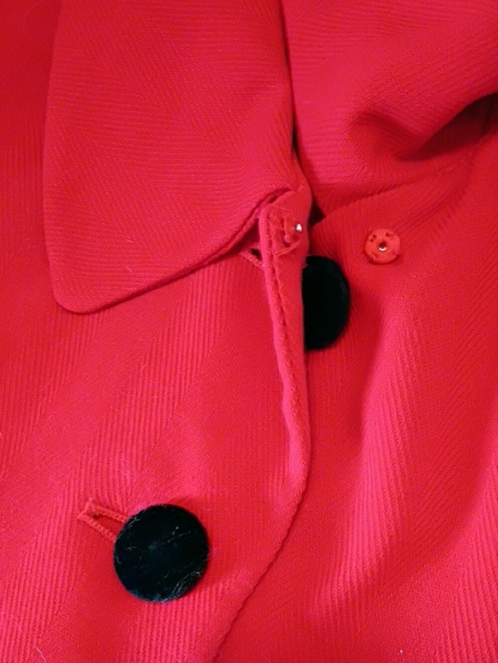 Vintage Red Long Dress Coat, Button-Front, Sz 6 - Picture 12 of 15